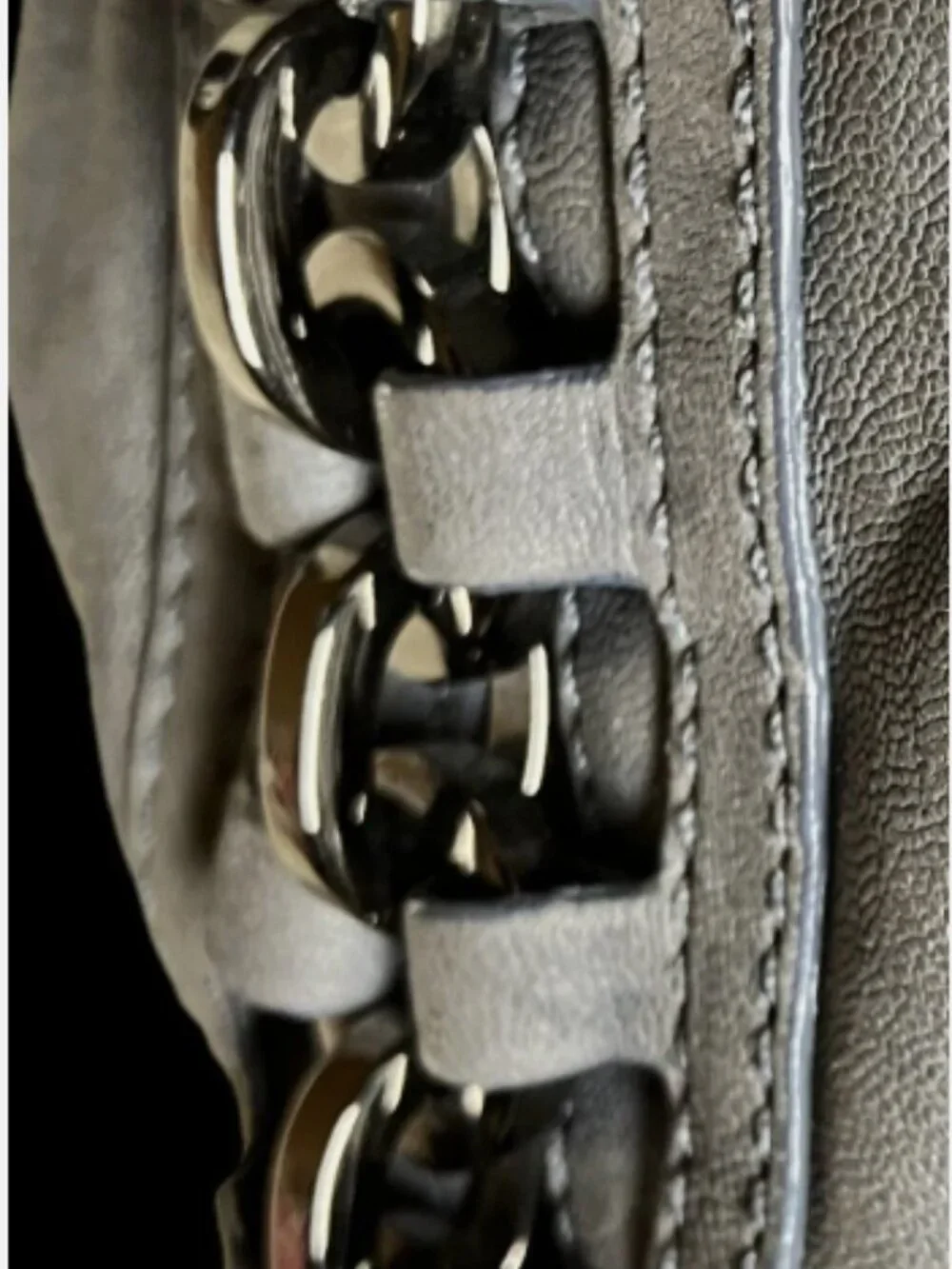 ROCK AND REPUBLIC PEWTER GRAY WEATHERED LEATHER SLOUCH SHOULDER BAG